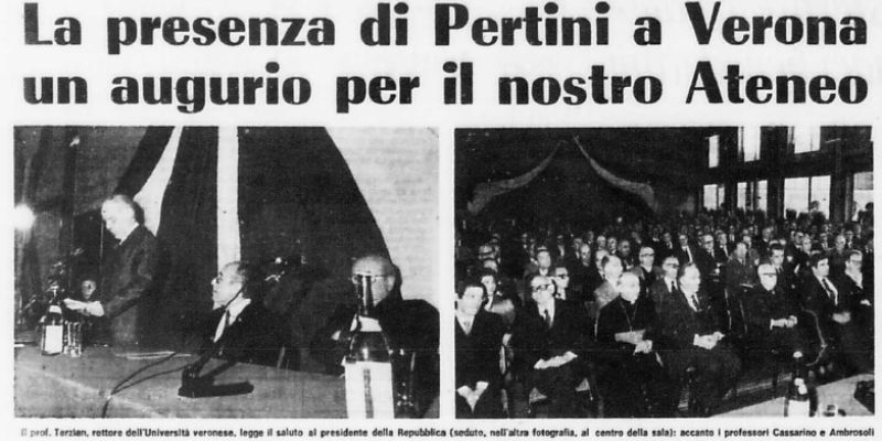 40 anni di Univr: da Terzian a Pertini, l’università di Verona nasce sotto due buone stelle