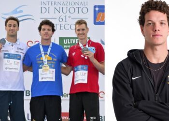 Da sn. la premiazione del trofeo Settecolli e Massimiliano Matteazzi